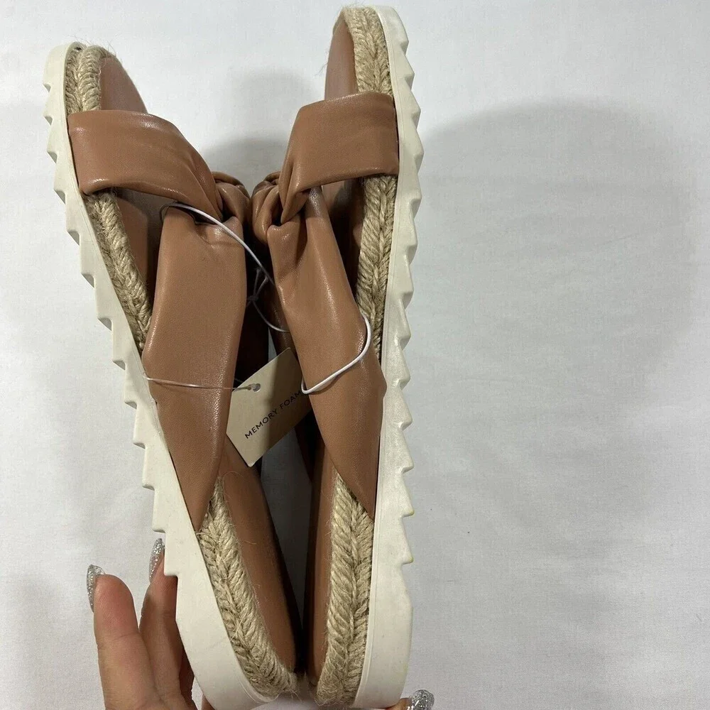 Universal‎ Threads Open Toe Tan Knotted Espadrille Sandals Size 11